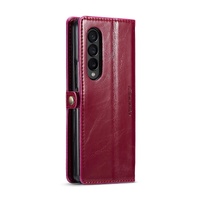 Premium Crazy Horse Leather Phone Case for Samsung Galaxy z Fold 4 - Wine Red thumbnail