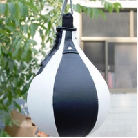 Adult Hanging Speed Ball For Boxing Fitness - Free Punching Bag - Pear Shape Red & Black thumbnail