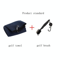 Club Cleaning Brush & Hook Towel Golf Set - Compact & Convenient - Black thumbnail