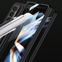 Leather Case with Holder & Pen Slots for Samsung Galaxy z Fold 4 - Thin & Shockproof - Silver thumbnail