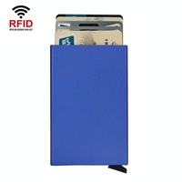 Metal Rfid Card Holder Wallet - Compact Design - Black thumbnail