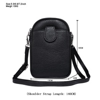 Litchi Texture Phone Crossbody Bag Leather Case For 5.5 Inch - 7.2 Inch Phones - Grey thumbnail
