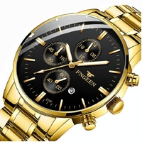 Men Three-eye Luminous Quartz Watch - Black / Gold thumbnail