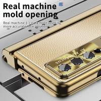 Shockproof Magnetic Litchi Pattern Phone Case for Samsung Galaxy z Fold 4 - Gold thumbnail