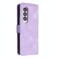 Smooth Leather Phone Case for Samsung Galaxy z Fold 4 - Line Pattern - Coffee thumbnail