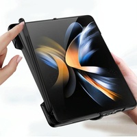 Foldable Phone Case with Magnetic Closure and Pen Slot for Samsung Galaxy z Fold 4 - Compact and Convenient - Silver thumbnail