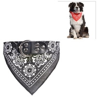 Adjustable Dog Bandana Leather Printed Soft Scarf Collar Neckerchief For Puppy Pet - Size M - Magenta thumbnail