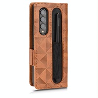 Symmetrical Leather Triangle Phone Case for Samsung Galaxy z Fold 4 - Brown thumbnail