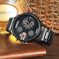 Stylish Waterproof Dual Quartz Watch with Stainless Steel Band - Orange thumbnail