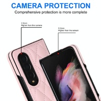 Foldable Microfiber Phone Case for Samsung Galaxy z Fold 4 - Rhombic Design - White thumbnail