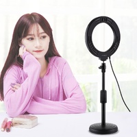 10 Mode Usb Led Ring Light with Tripod and Ball Head - 6.2 Inch Diameter - Pink thumbnail