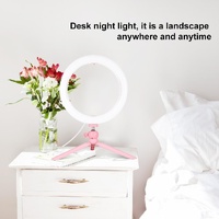 10.2 Led Ring Light with Tripod and Phone Clamp - 3 Modes Dual Colour Temperature Dimmable - Pink thumbnail