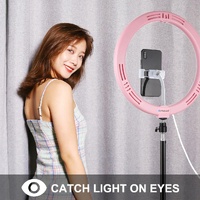30cm Usb Dual Colour Led Ring Light with Phone Clamp - Pink thumbnail