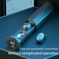 True Wireless Bluetooth Earphones with Digital Display and Charging Box - Pink thumbnail