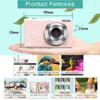 Full Hd 1080p Digital Camera with 44mp 16x Zoom - 2.4 Inch Screen for Children - Pink thumbnail