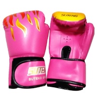 Adult Flame Pattern Pu Leather Boxing Gloves - Green thumbnail