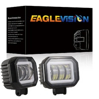 2 Pcs Car 4 Inch Square Spotlight Work Light With Angel Eyes Yellow Light thumbnail