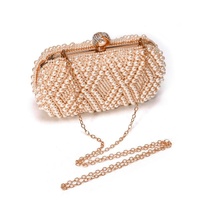 Party Pearl Handbag Women Fashion Crossbody For Banquets & Events - Beige thumbnail