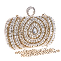 Stylish Pearl Handbag for Fashion Banquets and Parties - Red thumbnail
