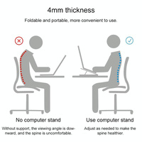 Adjustable Laptop Stand - Portable Folding Height Increase Heat Dissipation - Silver thumbnail
