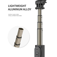 Bluetooth Remote Selfie Stick with Tripod and Phone Holder - White thumbnail