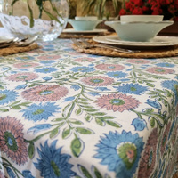 Kolka Kumudani Hand Block-Printed Tablecloth - Pink thumbnail