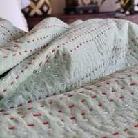 Green Berries Kantha Bedspread Coverlet - Green (King - 228 cm x 274 cm) thumbnail