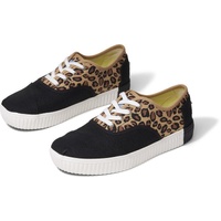 TOMS Womens Casual Canvas Shoes Sneakers Flats Low Cut - Black/Leopard - US Women 7 thumbnail