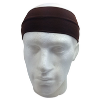 PLAIN HEADBAND Elastic Stretch Sports Yoga Hair Band Unisex 8cm Wide Wrap - Brown thumbnail