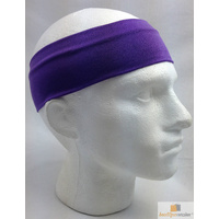 PLAIN HEADBAND Elastic Stretch Sports Yoga Hair Band Unisex 8cm Wide Wrap - Purple thumbnail