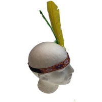 INDIAN Two Feather Headband Headdress Fancy Dress Native American Costume Party thumbnail
