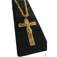 Jesus Christ Metal Necklace Chain Pendant Chain Jewellery Crucifix - Gold thumbnail