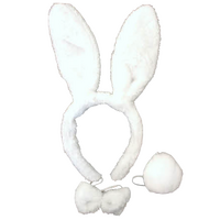 2pc Set Animal Headband w Bow Tail Rabbit + Zebra Ears Costume Halloween Party thumbnail