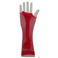 FISHNET GLOVES Fingerless Elbow Length 70s 80s Womens Costume Party Dance - Red - One Size thumbnail