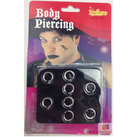 8 BODY PIERCING Fake Rings Costume Nose Earrings Lip Jewellery Clip On Party thumbnail