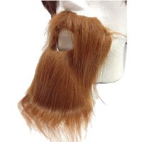 PARTY BEARD Moustache Costume Fancy Dress Mustache Halloween Fake Facial Hair - Brown thumbnail