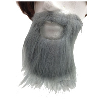 PARTY BEARD Moustache Costume Fancy Dress Mustache Halloween Fake Facial Hair - Grey thumbnail