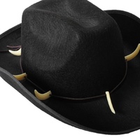 Crocodile Dundee-Style Black Cowboy Hat – Adjustable Chin Cord for Outback & Western Themes thumbnail