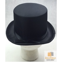 SATIN TOP HAT Costume Party Cap Fancy Dress Trilby Fedora One Size - Black thumbnail