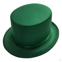 SATIN TOP HAT Costume Party Cap Fancy Dress Trilby Fedora One Size - Green thumbnail