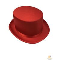 SATIN TOP HAT Costume Party Cap Fancy Dress Trilby Fedora One Size - Red thumbnail
