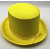 SATIN TOP HAT Costume Party Cap Fancy Dress Trilby Fedora One Size - Yellow thumbnail