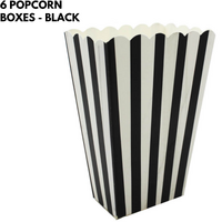 6x POPCORN BOXES Wedding Party Favour Lolly Box Retro Cinema Pop Corn - Black thumbnail