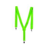 3x Mens Suspenders Braces Adjustable Strong Clip On Elastic Formal Wedding Slim - Fluro Green thumbnail
