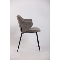 Set of 4 Dining Chairs with Corduroy Cord Fabric in Grey thumbnail