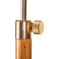 165cm Adjustable Bamboo Tripod Floor Lamp Light with Linen Shade & Built-In Table thumbnail