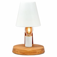 32cm Wooden Base Modern Desk Table Lamp Light Metal Shade Designer - White thumbnail