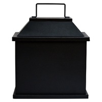 31.5cm LED Fireplace Metal/Glass Lantern Home Decor (Battery Operated) - Large thumbnail