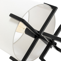 Modern Scandi Metal Dimmable Table Desk Lamp Light w/ Linen Shade - Matte Black thumbnail