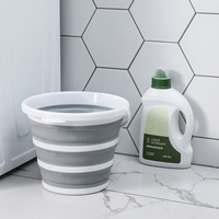 10 Litre Foldable Collapsible Bucket Silicone for Home/Hiking/Camping/Fishing - Grey/White thumbnail